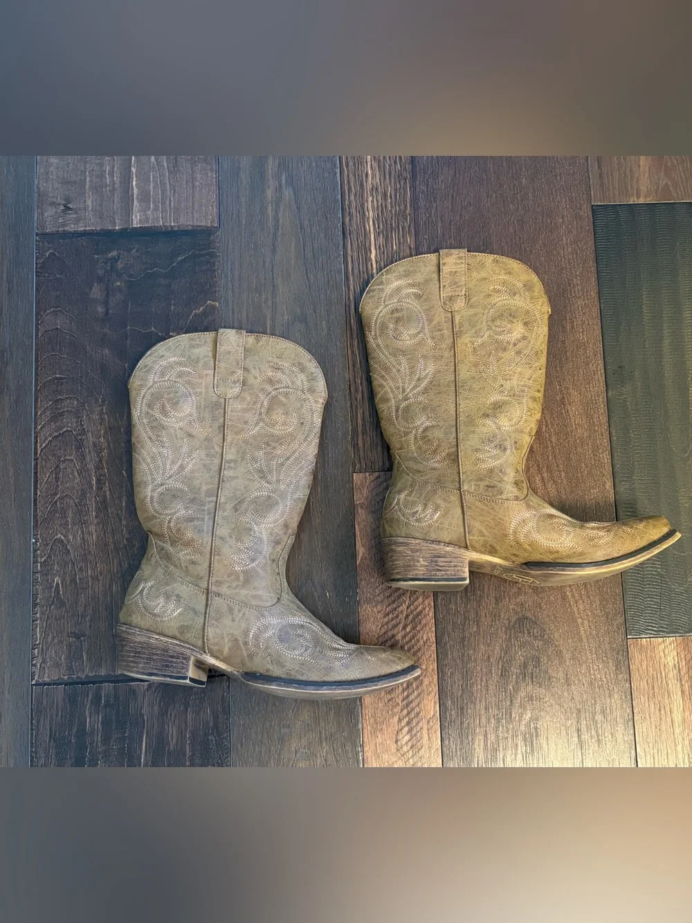 Roper Women's Distressed Tan Western Cowboy Boots - Size 10